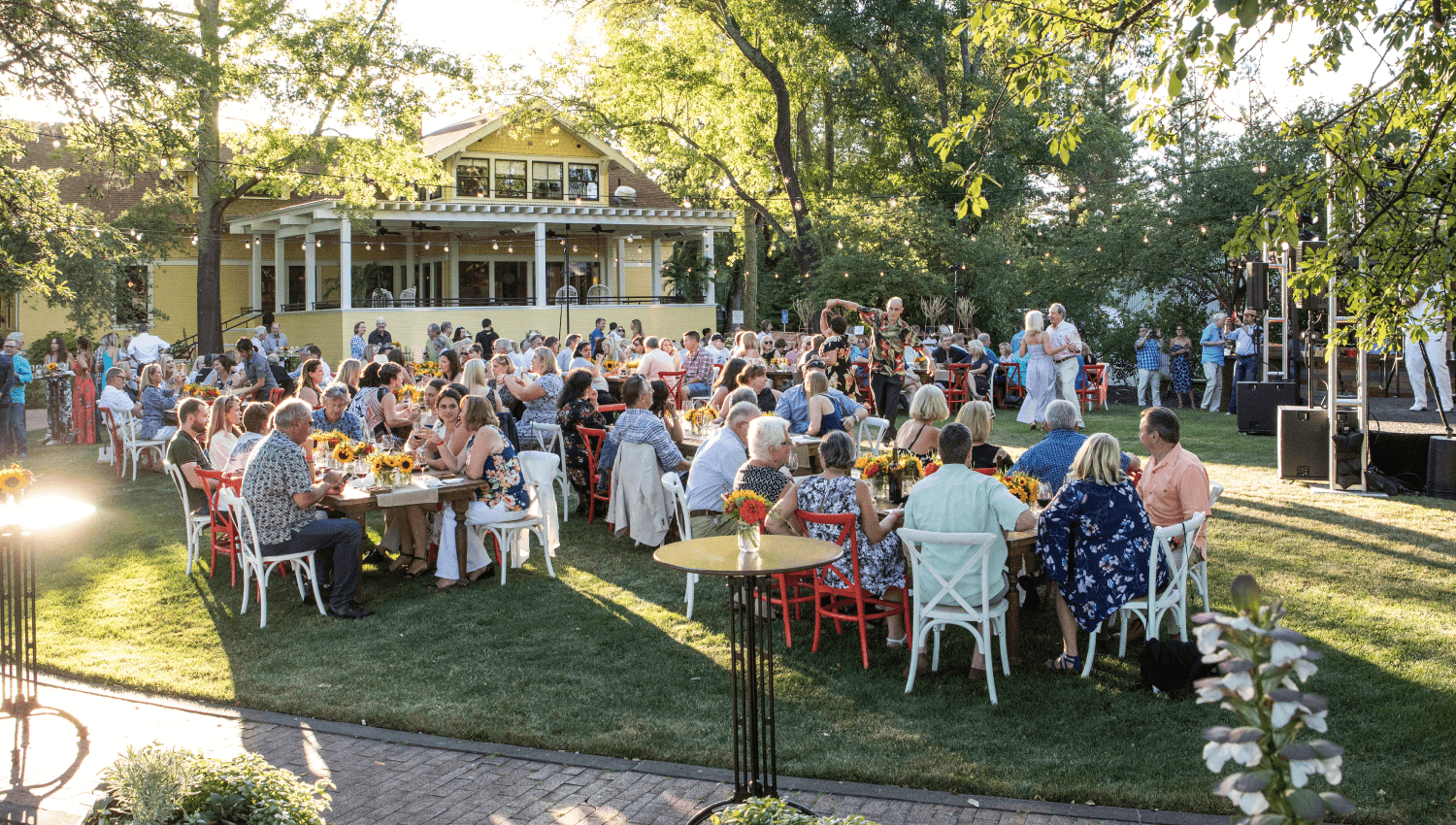 An early evening dinner with dancing and a band in the Member's Lawn 