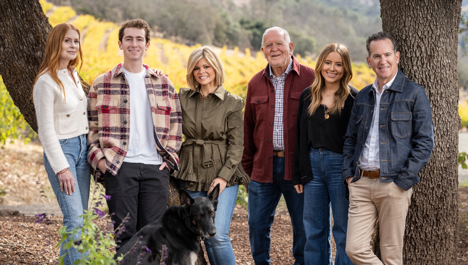 Frank Family Vineyards staff in front of a vineyard.