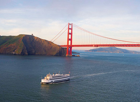 California Hornblower boat and the Golden Gate Bridge 