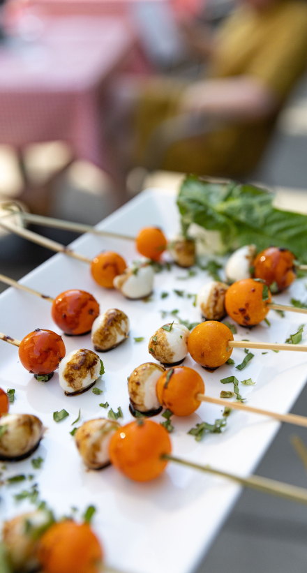 Mozzarella skewers served at a Frank Family event.